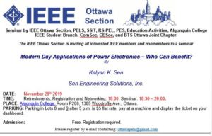 Modern Day Applications of Power Electronics – Who Can Benefit? @ Room P208, Algonquin College | Ottawa | Ontario | Canada